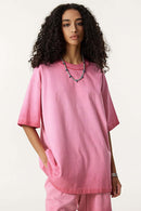 Heavyweight Washed Vintage Cotton Tee - Washed Rose Red