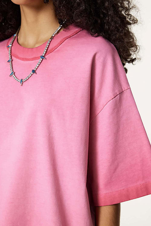 Heavyweight Washed Vintage Cotton Tee - Washed Rose Red