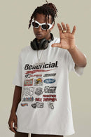 Vintage Racing Graphic Distressed Tee - White