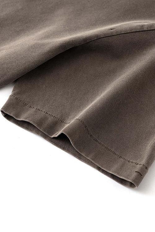 Heavyweight Distressed Washed Cotton Tee - Coffee