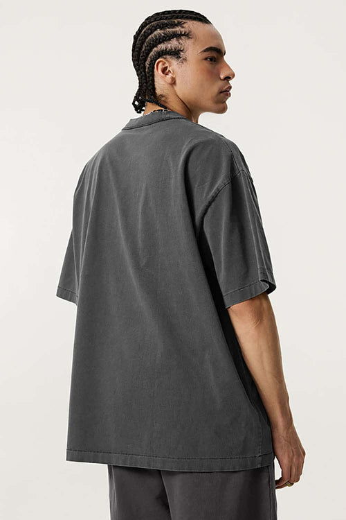 Heavyweight Distressed Washed Cotton Tee - Dark Gray