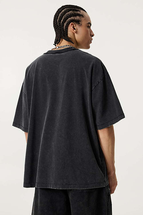 Heavyweight Distressed Washed Cotton Tee - Fried Snowflakes
