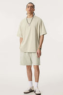 Heavyweight Distressed Washed Cotton Tee - Gray Apricot