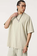 Heavyweight Distressed Washed Cotton Tee - Gray Apricot