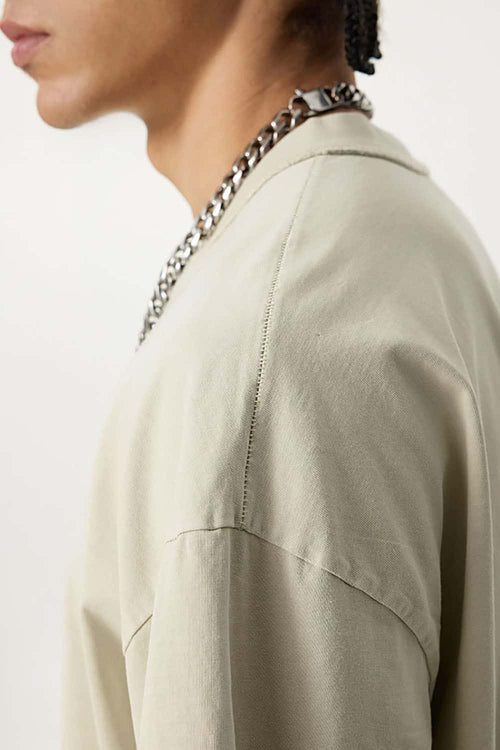 Heavyweight Distressed Washed Cotton Tee - Gray Apricot