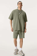 Heavyweight Distressed Washed Cotton Tee - Grayish Green