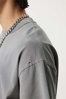 Heavyweight Distressed Washed Cotton Tee - Medium Gray