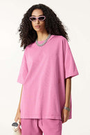 Heavyweight Distressed Washed Cotton Tee - Rose Pink