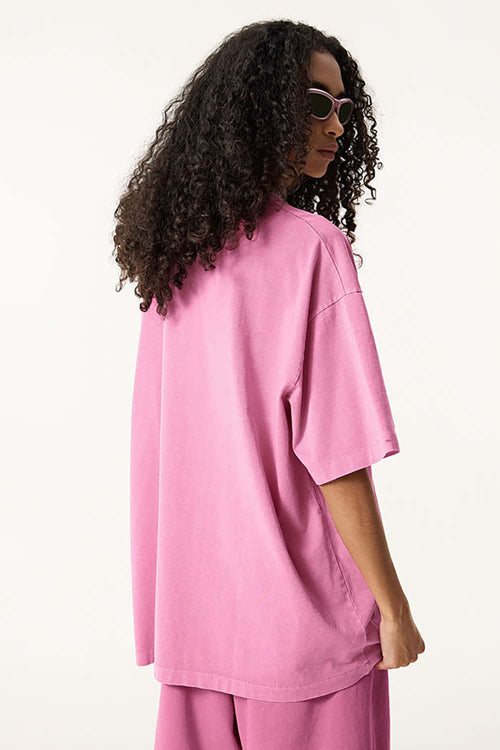 Heavyweight Distressed Washed Cotton Tee - Rose Pink