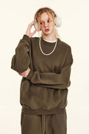 Heavyweight Fleece Loose-Fit Sweatshirt - Brown