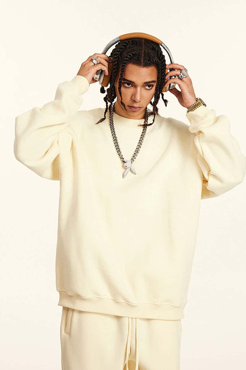 Heavyweight Fleece Loose-Fit Sweatshirt - Cream Apricot