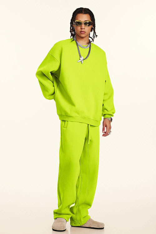 Heavyweight Fleece Loose-Fit Sweatshirt - Fluorescent Green