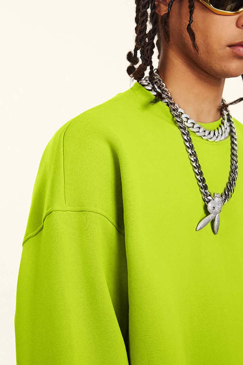 Heavyweight Fleece Loose-Fit Sweatshirt - Fluorescent Green