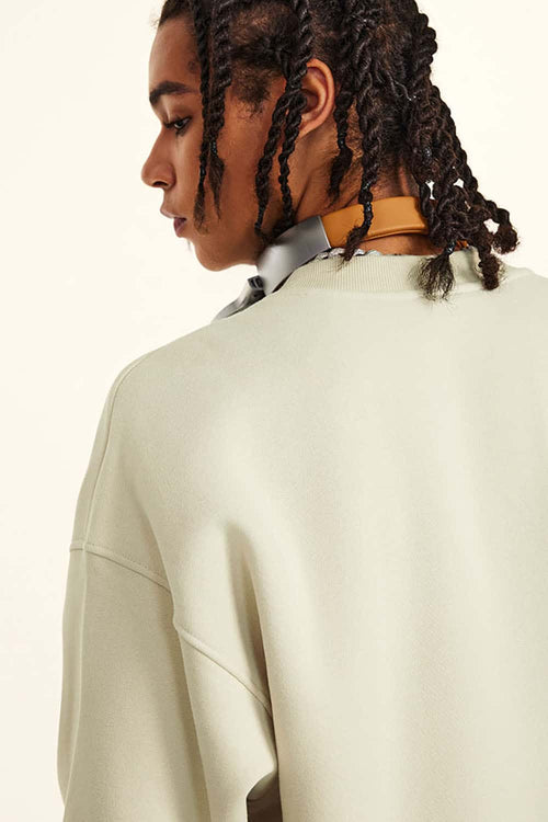 Heavyweight Fleece Loose-Fit Sweatshirt - Gray Apricot