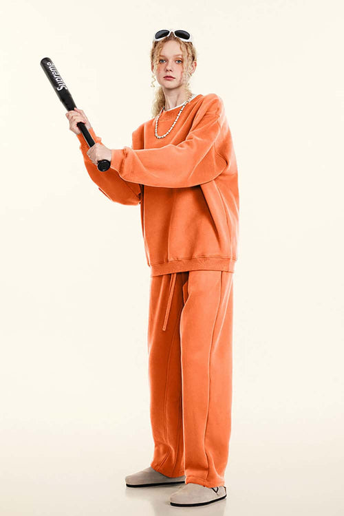 Heavyweight Fleece Loose-Fit Sweatshirt - Orange