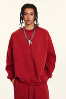 Heavyweight Fleece Loose-Fit Sweatshirt - Red