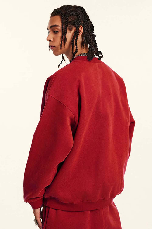 Heavyweight Fleece Loose-Fit Sweatshirt - Red
