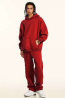 Heavyweight Fleece Lined Track Pant - Red