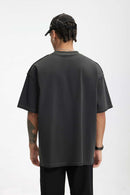 Distressed Washed Heavyweight Embroidered Tee - Iron Gray