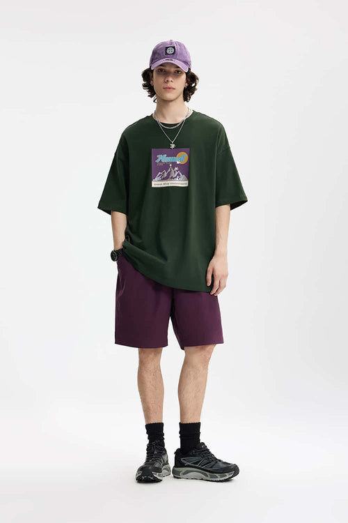 Relaxed Fit Metallic Graphic Tee - Green