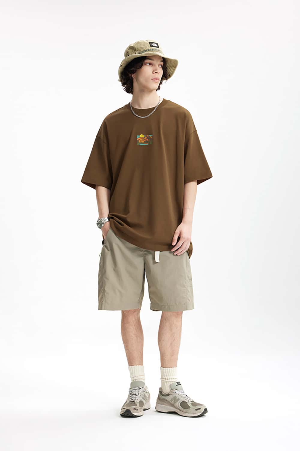 265G Outdoor Embroidered Puff Print Heavyweight Casual T-Shirt