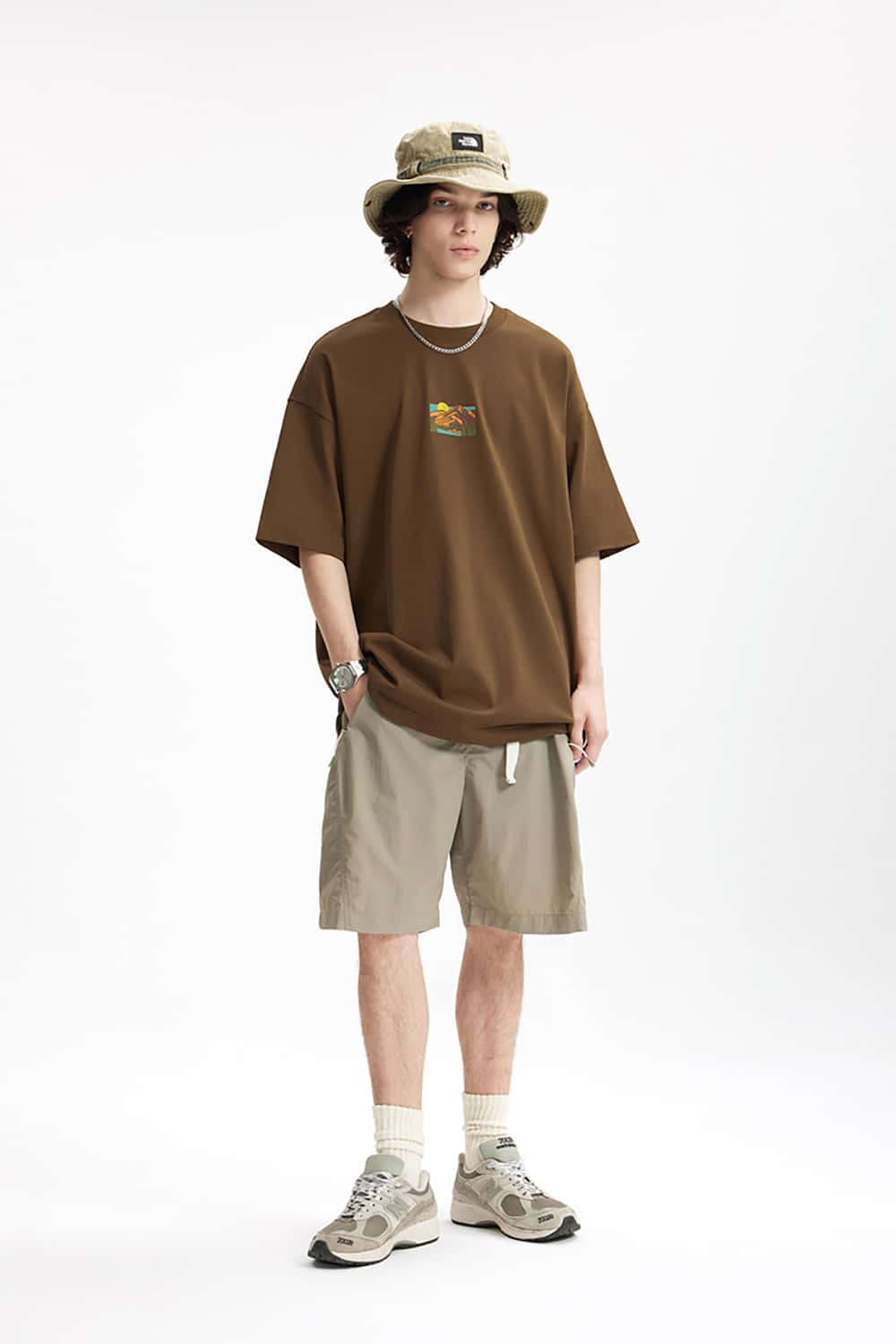 265G Outdoor Embroidered Puff Print Heavyweight Casual T-Shirt