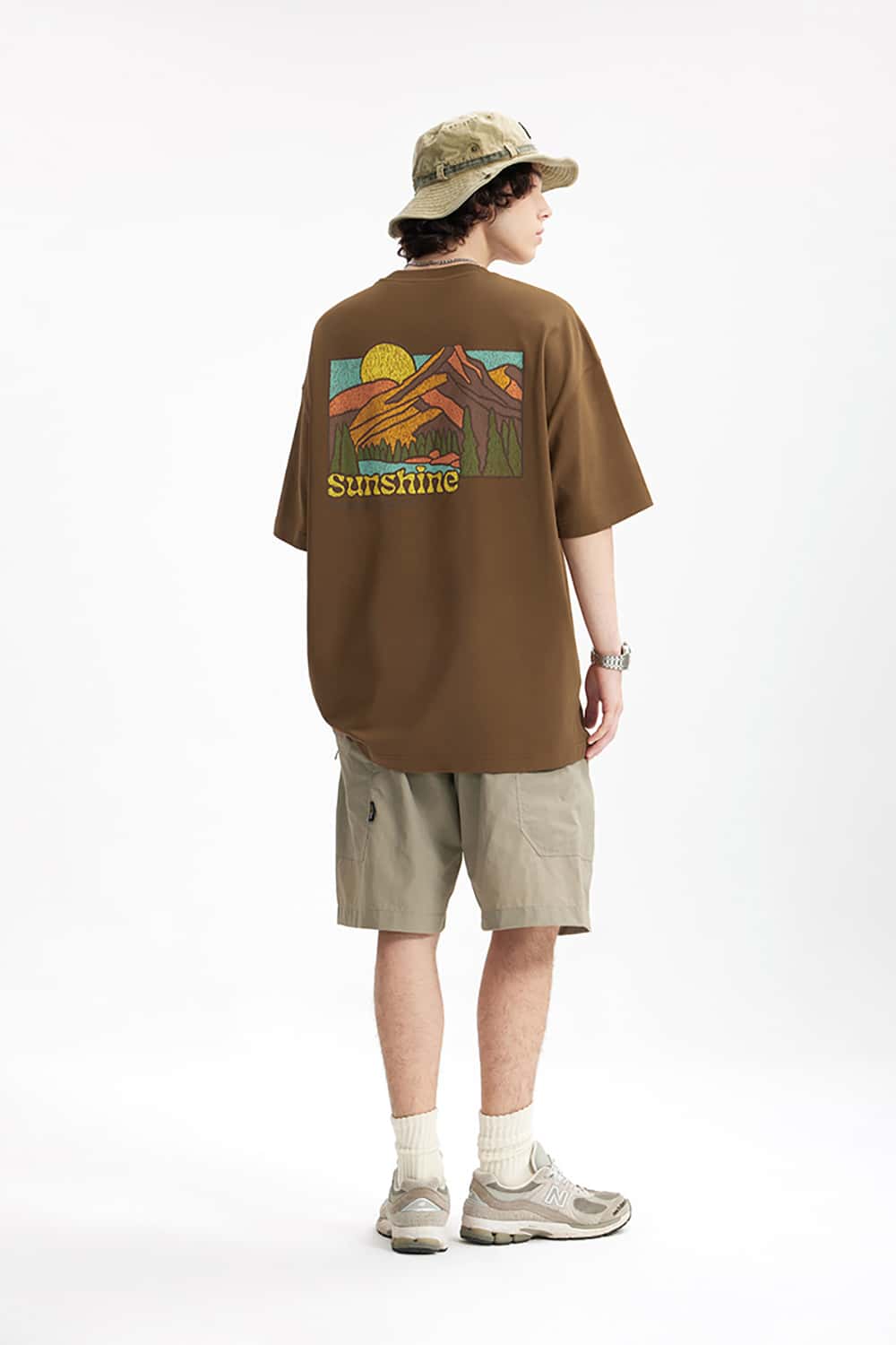 265G Outdoor Embroidered Puff Print Heavyweight Casual T-Shirt