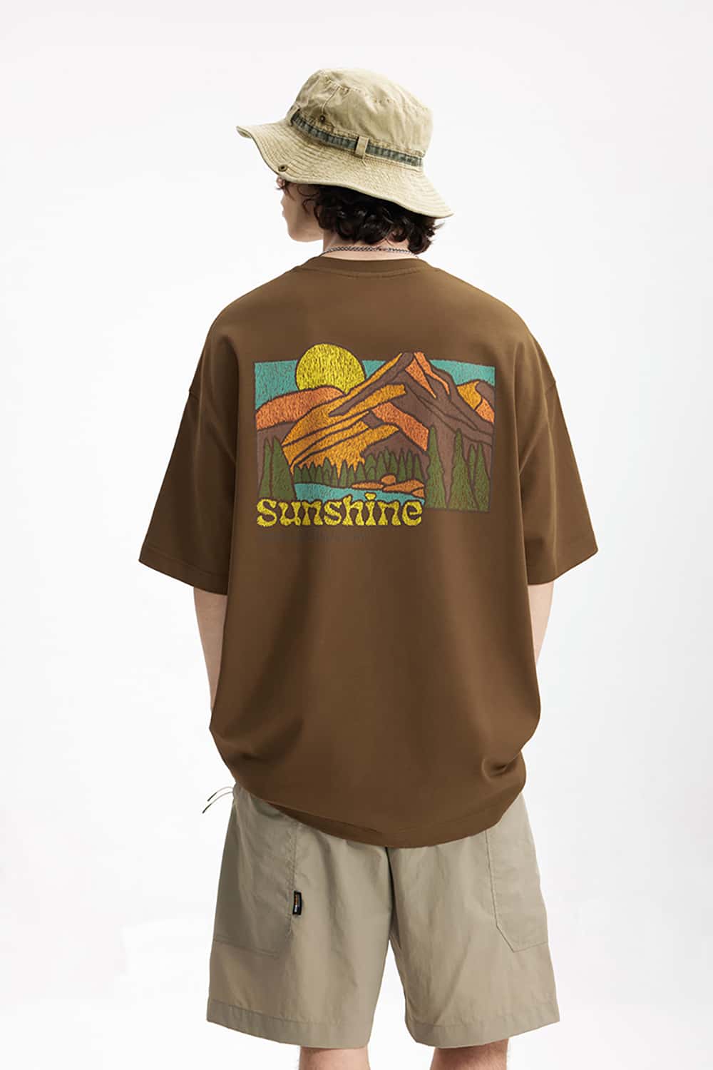 265G Outdoor Embroidered Puff Print Heavyweight Casual T-Shirt
