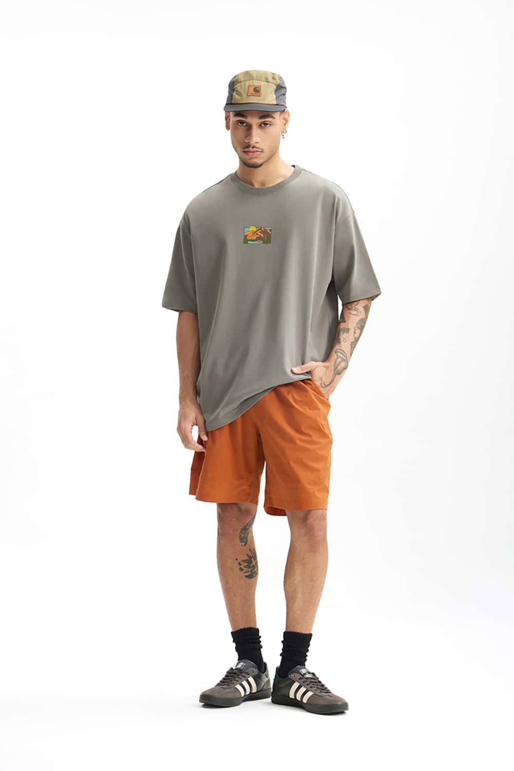 265G Outdoor Embroidered Puff Print Heavyweight Casual T-Shirt