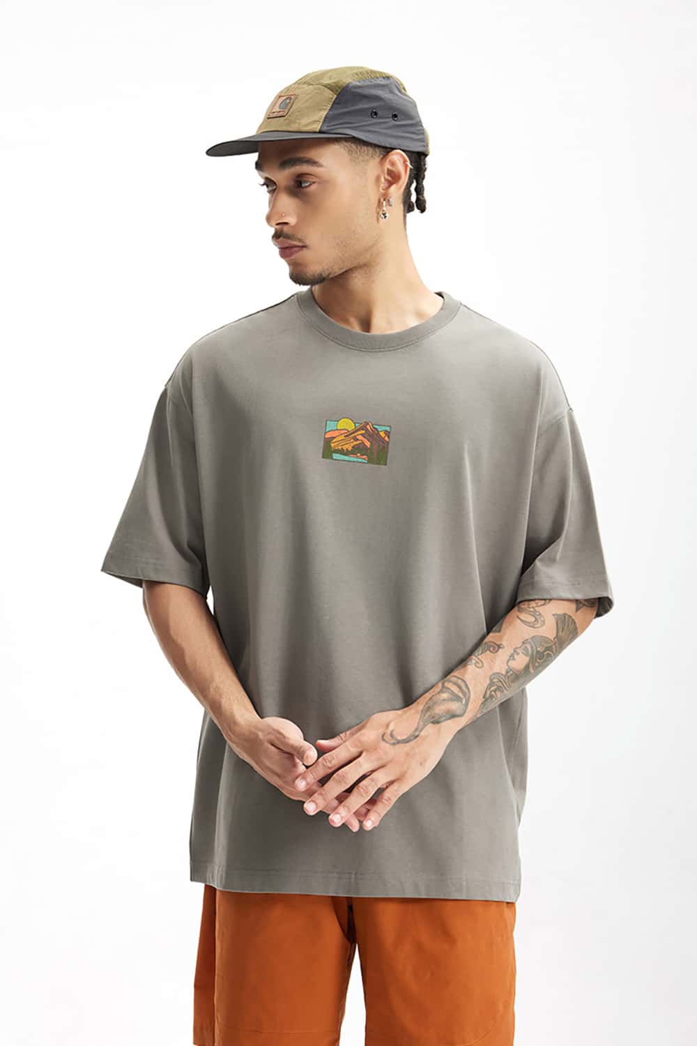 265G Outdoor Embroidered Puff Print Heavyweight Casual T-Shirt