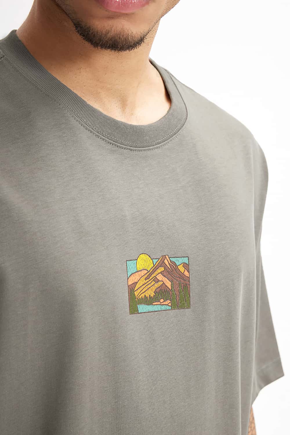 265G Outdoor Embroidered Puff Print Heavyweight Casual T-Shirt