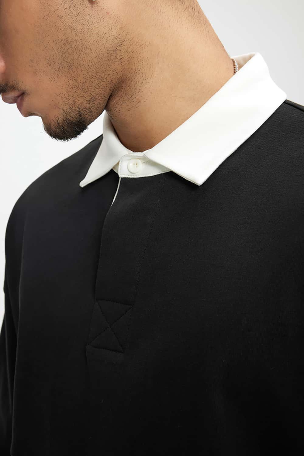 White Collared Contrast Color Outdoor Polo Shirt