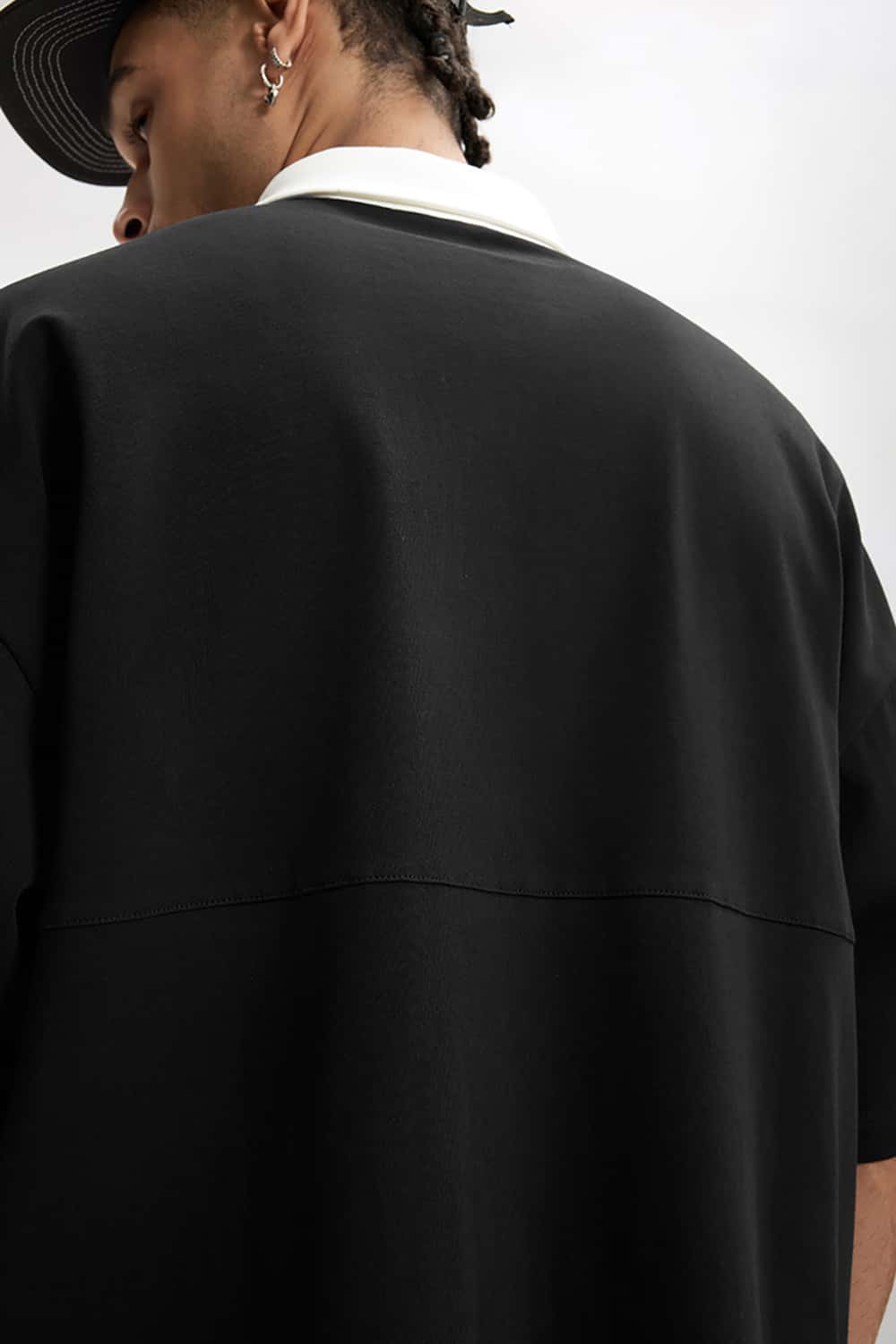 White Collared Contrast Color Outdoor Polo Shirt