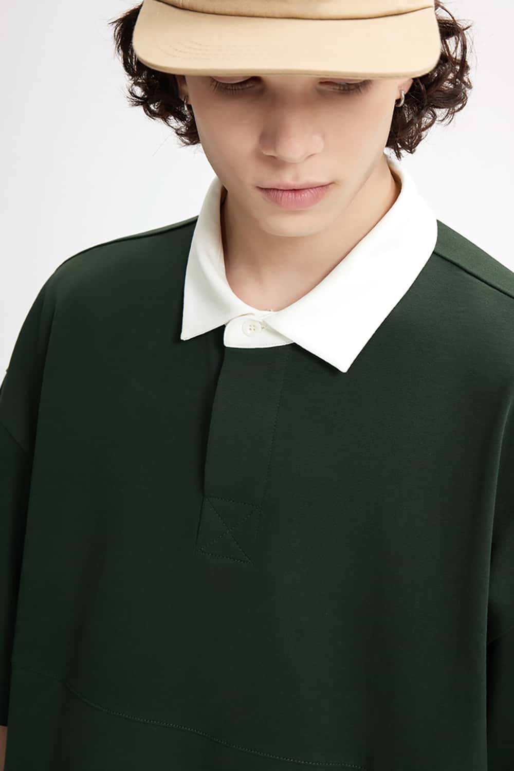 White Collared Contrast Color Outdoor Polo Shirt