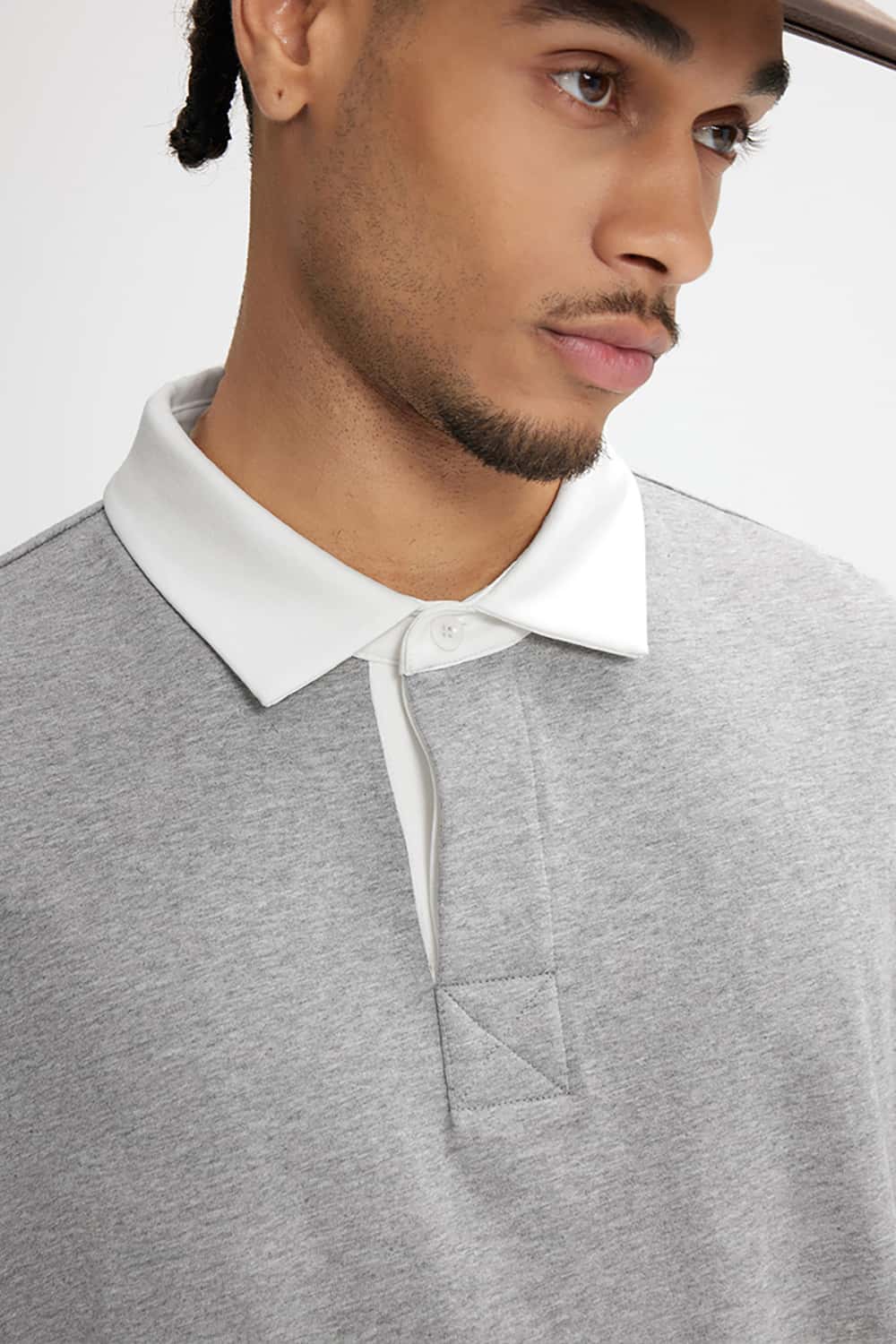 White Collared Contrast Color Outdoor Polo Shirt