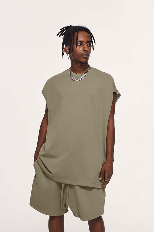 Heavyweight Solid Sleeveless Vest - Gray Camel