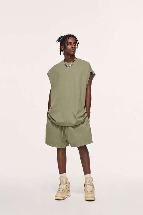 Heavyweight Solid Sleeveless Vest - Grayish Green
