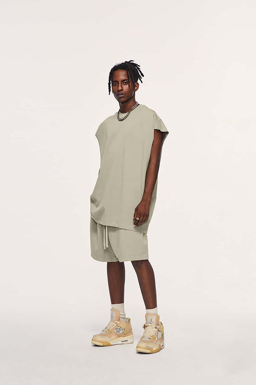 Heavyweight Solid Sleeveless Vest - Sand