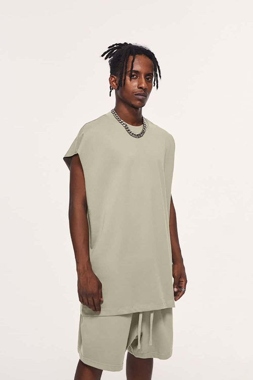 Heavyweight Solid Sleeveless Vest - Sand