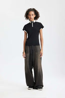 Women's Cooling-Touch Zip-Up Polo Shirt - Black