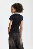 Women's Cooling-Touch Zip-Up Polo Shirt - Black