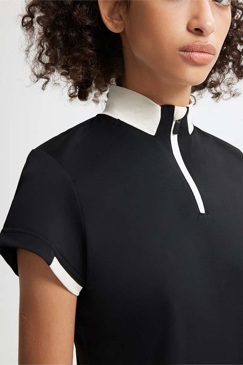 Women's Cooling-Touch Zip-Up Polo Shirt - Black