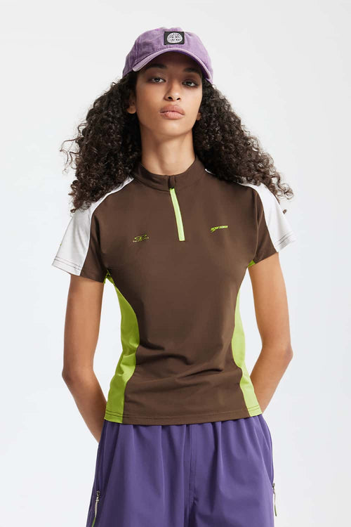 Cooling Color-Block Active Raglan Tee - Dark Khaki