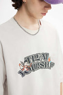 Men's Cupid Graphic Loose-Fit Tee - Beige Gray