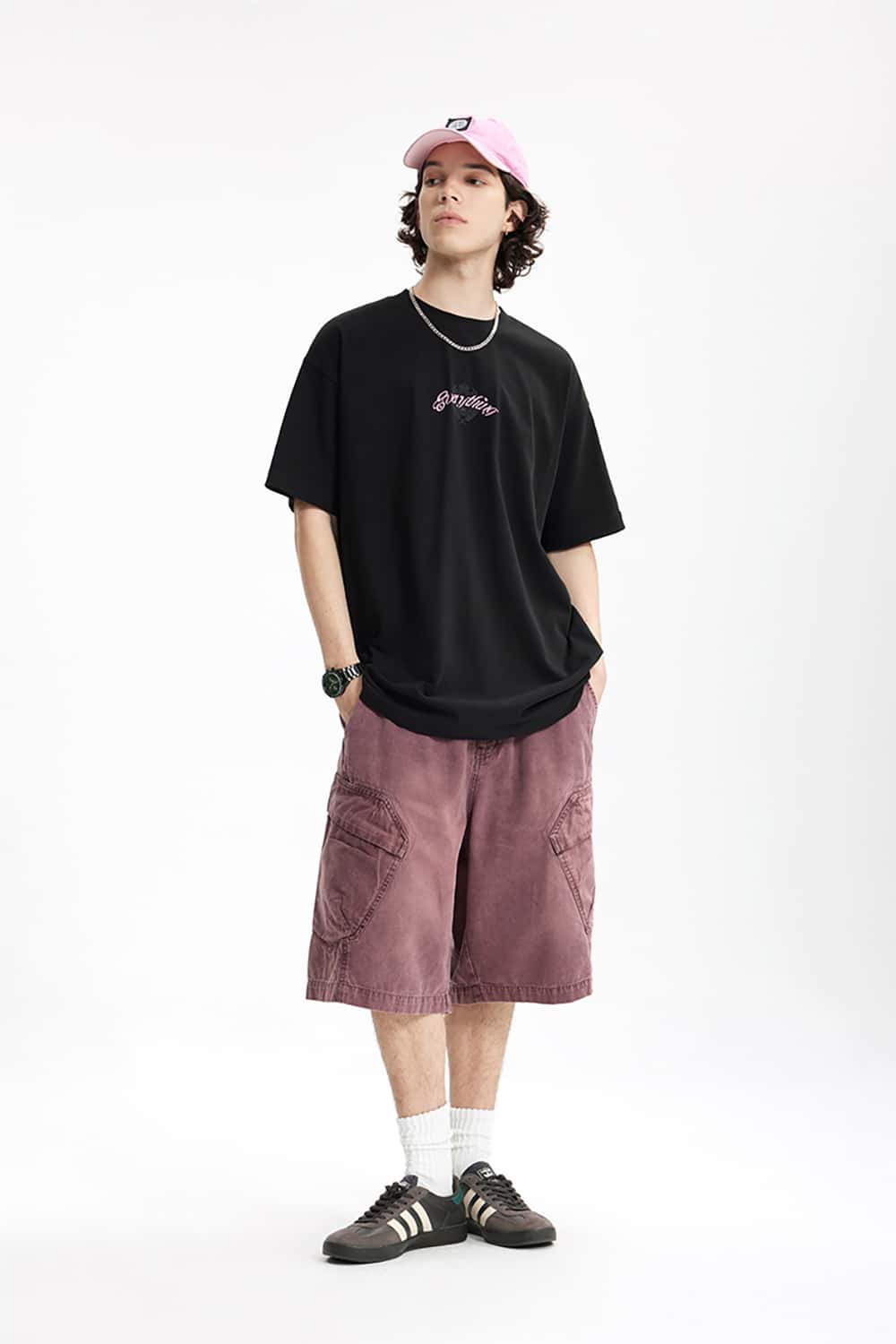 Batwing Sleeve Printed Cotton T-Shirt - Loose Streetwear Style