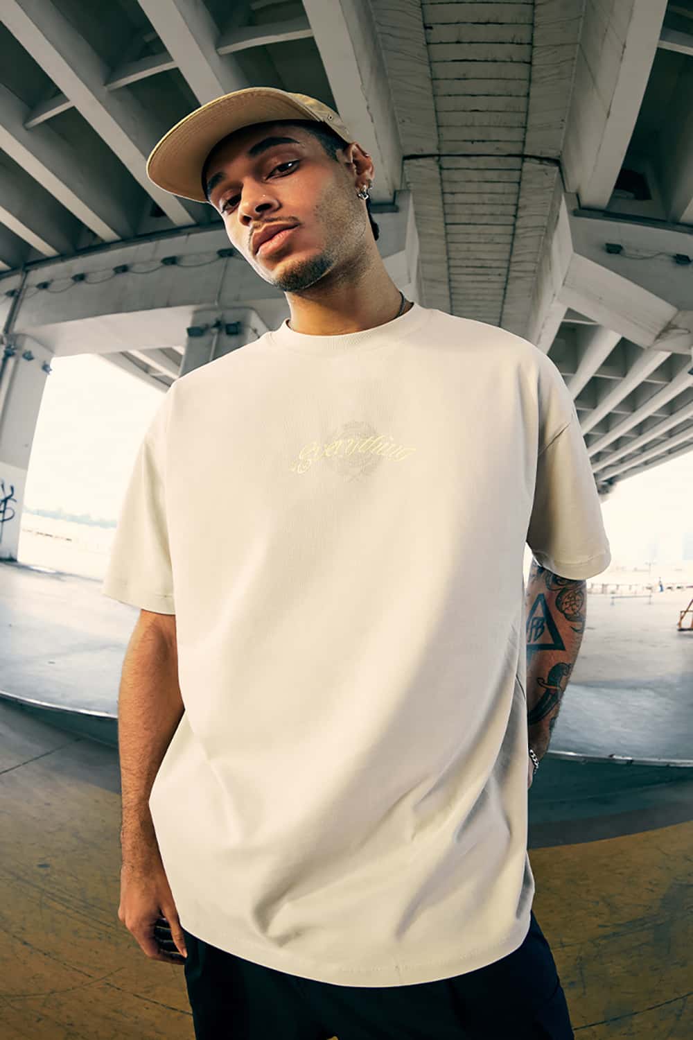 Batwing Sleeve Printed Cotton T-Shirt - Loose Streetwear Style