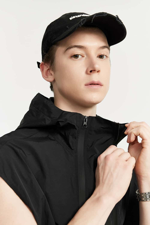 Tech Utility Hooded Zip Vest - Black
