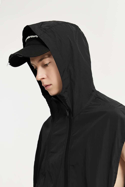 Tech Utility Hooded Zip Vest - Black