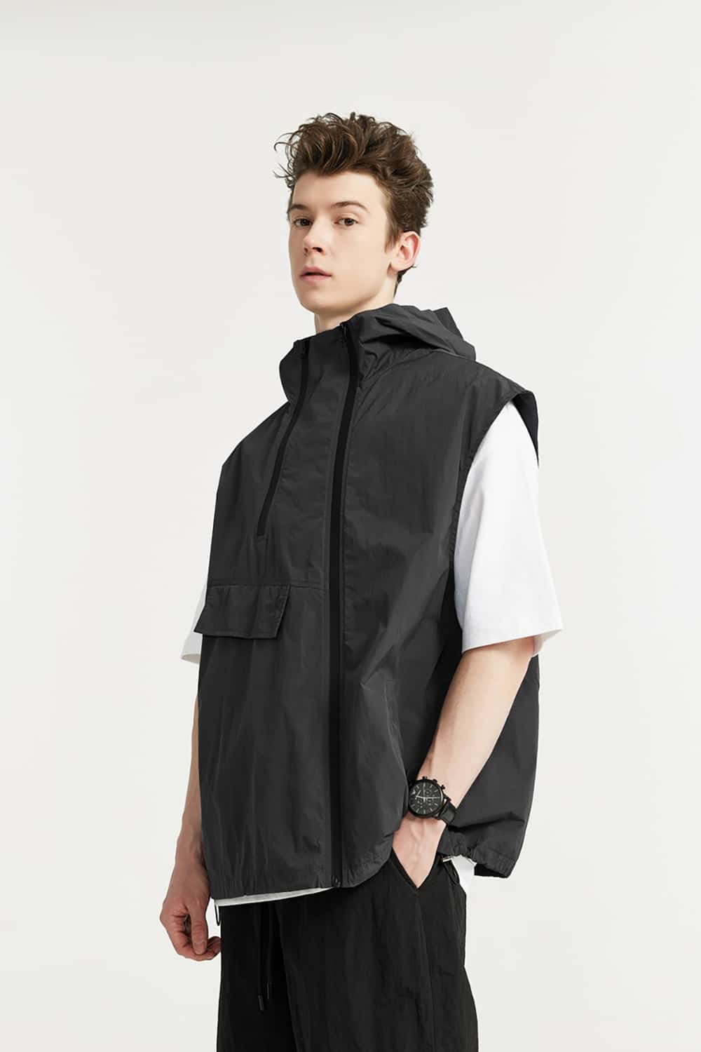 Functional Zippered Vest with Hood - Urban Streetwear Jacket