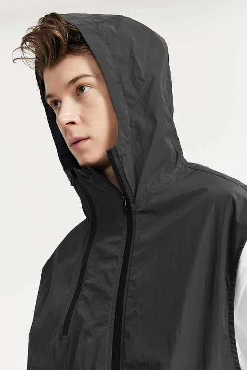 Tech Utility Hooded Zip Vest - Dark Gray
